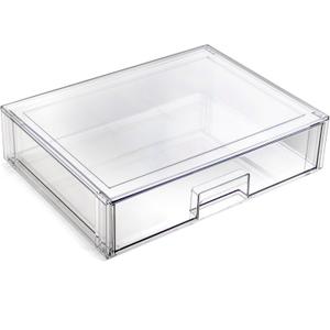 BINO | Stackable Storage Drawers, Shallow X-Large - Clear | THE CRATE COLLECTION | Storage Bins With Drawers Bathroom Organizers and Storage Organization and Storage Under Sink Organizer Vanity Home