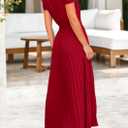 PRETTYGARDEN Women's Summer Maxi Dresses 2026 Trendy Casual Button V Neck Ruffle Cap Sleeve Long Flowy Spring Pleated Dress (XXL)