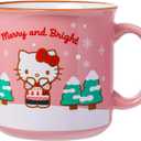 Silver Buffalo Hello Kitty Holiday Sweaters Icons and Snowflakes 20oz Ceramic Camper Mug (Pink/Multi)