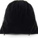 Sanrich 5 Pack Large Black Velvet Pouch Bags With Drawstring -14 x14 INCH Treat Bag Dust Bag For Gift Hair Dryer Hotel Storage Velvet Gym Bags Drawstring Cloth Packing