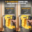 Brad Nailer for Dw 20V Battery,2 in 1 Nail Gun & Staple Gun with 1000 Nails &1000 Staples,18 Gauge Nail Gun for Wood CarpentryBattery Not Included