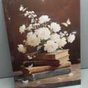 Moody Floral Canvas Wall Art Vintage Still Life Flowers on Old Books Print Framed Romantic Butterfly Painting Cottagecore Decor Library Bookish Gift Picture for Bedroom Living Room 24x18 Inch