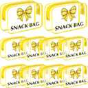 Tallew 12 Pcs Bow Softball Snack Bags for Team Gifts Bow Goodie Treat Clear Candy Pouch Bags PVC Waterproof with Zipper Party Favors for Team Ground Christmas Birthday Gifts Sport Supplies