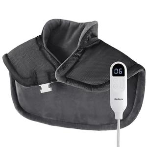 Bedsure Heating Pad for Neck and Shoulders - Birthday Gifts for Women Men Mom Mens, FSA Eligible Items, Heated Pad 2.2lbs, Large Heated Wrap, 24" x 22", Light Grey