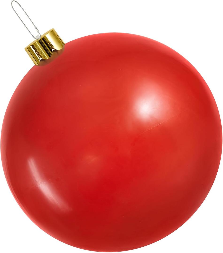 Inflatable Christmas Ornaments,18" 25" Christmas Oversized Ornament,Christmas Ball Decorations Indoor Outdoor, Use as Festive Yard Decoration (Red, 25")