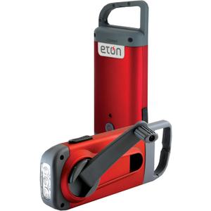 Eton Crank-Powered Clipray Flashlight & Smartphone Charger, Hand Crank Emergency Power, Portable LED Light with Carabiner Clip, Cherry Red (Single)