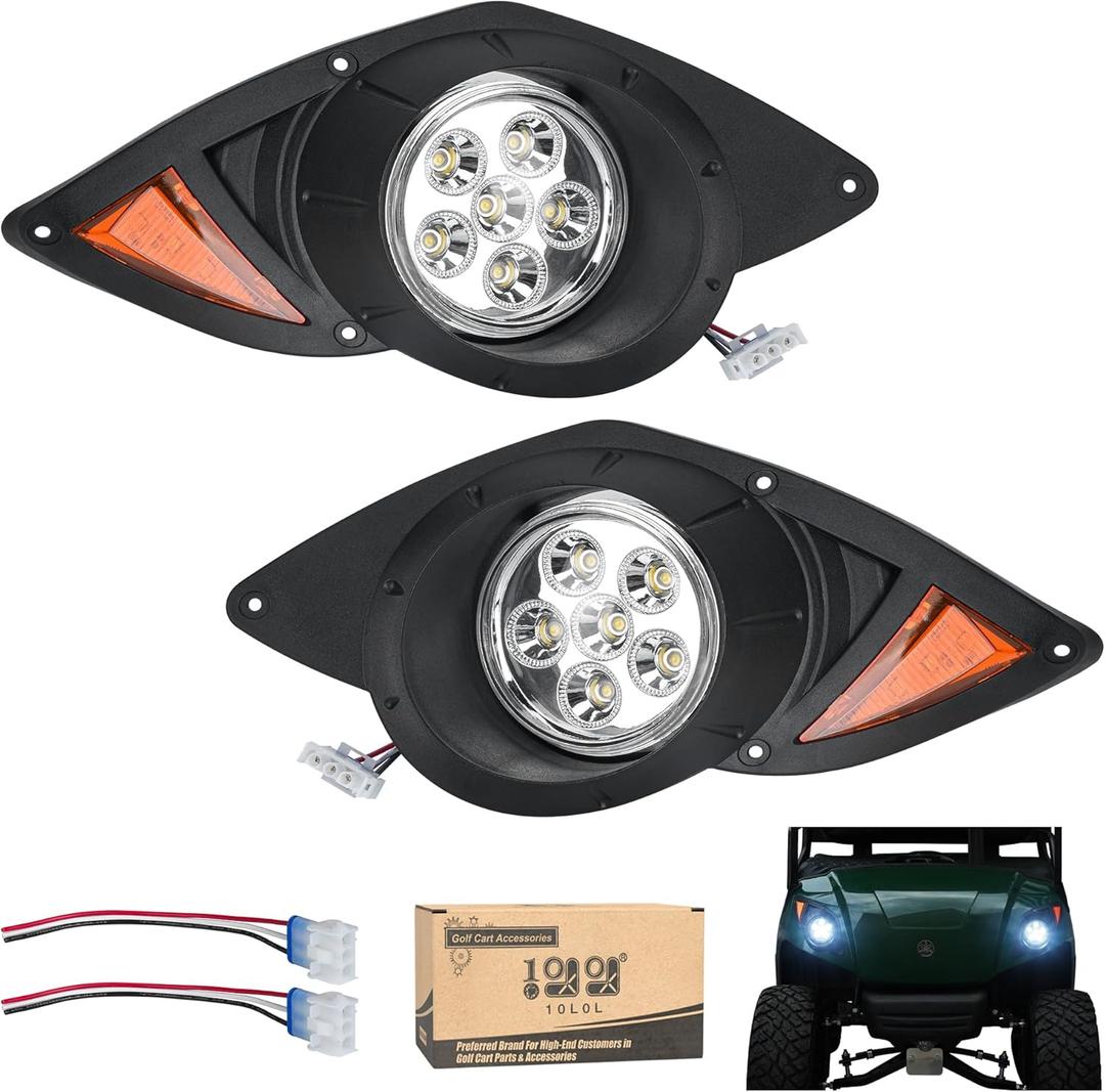 10L0L Golf Cart Head Light Kit for YAMAHA Drive G29 2007-2016 Gas or Electric Golf Cart - Front Driver Side and Passenger Side Replace 12V Headlights Light Kit Assembly, 3Pin Connector Included