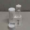 2 in 1 Hamster Water Bottle, No Drip Small Animal Water Dispenser, Automatic Feeder Bottle with Food Container, Leakproof Pet Food Water Dispenser for Puppy Kitten Rabbit Guinea Pigs (White, Small)