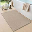 DEXI Bathroom Rugs 16x24, Non Slip Washable Bath Mat, Absorbent Chenille Bathmat, Ultra Soft Thick Carpet for Tub Shower Floor, Dark Beige