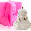 Gasusen Veiled Lady Candle Mold, Silicone Female Bust Maiden Sculpture Statue Mold DIY Hand Soap Making Resin Molds Clay Plaster Craft Mould (L), Pink, MSNS-188