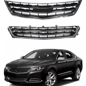 Front Upper and Lower Grille Set Chrome Black 2Pcs Replacement for Impala 2014 2015 2016 2017 2018 2019 2020