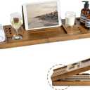 Bamboo Bathtub Tray Caddy - Splash-Proof Adjustable (28.5-40") with Wine Holder, Tablet Stand & Non-Slip Grip | Spa-Grade Organizer for Bath Essentials & Reading- Walnut