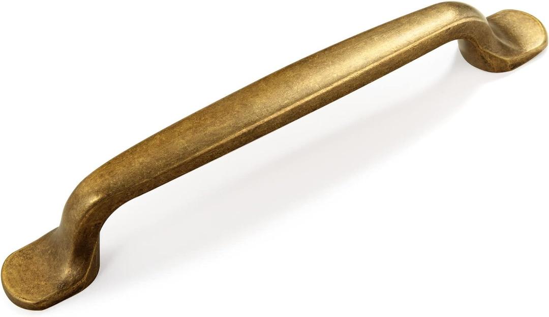 Goo-Ki 6 Pack Antique Brass 5-Inch(128mm) Center to Center Arch Cabinet Pulls Drawer Handles Zinc Alloy Mid-Century Modern Hardware for Kitchen and Bathroom Cupboard (5" Center to Center, Antique Brass)