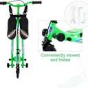 Swing Scooter for Kids, 3 Wheels Foldable Wiggle Kick Scooter Push Drifting with 4 Adjustable Handlebar & 2 Rear LED Wheel for Boys and Girls Ages 3-8