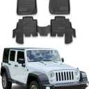 OMAC Floor Mats for Jeep Wrangler 2007-2013 4 Door Car Mats All Weather 3D Custom Fit Rubber Mat Waterproof Odorless TPE Floor Liners Laser Measured Non-Slip (Black)