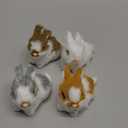 VICASKY 4pcs Easter Rabbit Figurines,Realistic Mini Furry Bicute Bunnies for Basket,Lifelike Bunny Animals Desktop Decorative Statue Ornaments Party Supplies