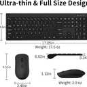 Wireless Keyboard and Mouse Combo, Silent Full-Size Computer Keyboard with Calculator Button, 2400 DPI Mice, Quiet Click, Slim Cordless USB Set for Laptop PC Windows Mac - Black