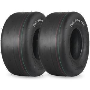 GICOOL (2 Pack) 13x6.50-6 Tubeless Lawn Mower Tire, 13x6.5-6 Riding Zero Turn Lawnmower Smooth Turf Tyre, 4 Ply