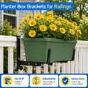 Halatool Railing Planter Box Brackets Outdoor, 4 Pack Adjustable Flower Planter Window Box Brackets, Heavy Duty No Drill Window Box Brackets with 66 lb Capacity for Railings Balcony Porch Fence