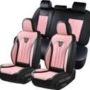 FLORICH Leather Seat Covers, Car Seat Covers Full Set, Car Seat Protectors 5 Seats, Pink Driver Seat Covers Fit for Most Cars Trucks SUV