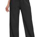 M MOTEEPI Womens Fleece Wide Leg Sweatpants Baggy High Waisted Winter Sweats Pants Straight Legs Athletic Pants with Pockets (X-Large, Black)