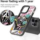 Compatible for iPhone 14 Pro Case Cute Aesthetic - Durable Fashion Funny Phone Case - Girly Skeleton Skull Pattern Print Cover Design for Woman Girl 6.1 inches Black