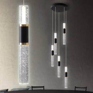 5-Light Modern Pendant Lights Kitchen Island Lighting Fixture,Dimmable Mordern LED Pendant Light with Remote,Black Gold Modern Led Chandelier for Dining Room