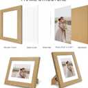 Hongkee 6x8 Picture Frame Set of 4, Made of Real Glass and Natural Oak Frame - Display Picture 4x6 with Mat or 6x8 Without Mat, 6 by 8 Photo for Wall or Tabletop
