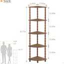 MaxSmeo Corner Shelf, 5-Tier Corner Bookshelf for Small Spaces, Stylish Corner Storage Display Shelves for Bedroom, Bathroom, Kitchen, Living Room (Rustic Brown)