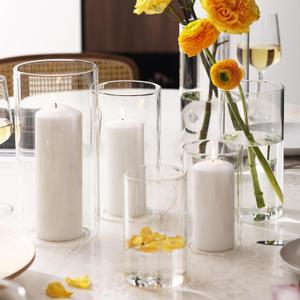 PHOSPHOR Glass Cylinder Vases 6,8,10 Inch Clear Flower Vase Hurricane Floating Candle Holder for Table Centerpiece Wedding Home Decor Glass Vase 6 PCS