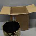 Modern Golden Small Trash Can Wastebasket, Garbage Container Bin for Bathrooms, Powder Rooms, Kitchens, Home Offices - Durable Ceramics - Round