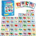 Gisgfim 100 PCS Memory Matching Game Flags of The World Concentration Memory Card for Kids and Adults Learning Educational A Fun & Fast Countries of The World Matching Games