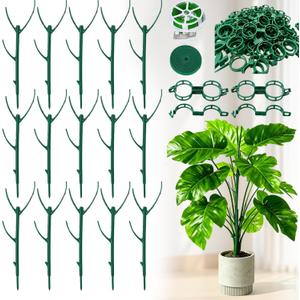 15 Pack Adjustable Plant Support Pole,Garden Stakes for Climing Plants Stem Support, Stackable Plant Accessories for Indoor Outdoor Potted Plants, Pothos, Vine, Flower Use