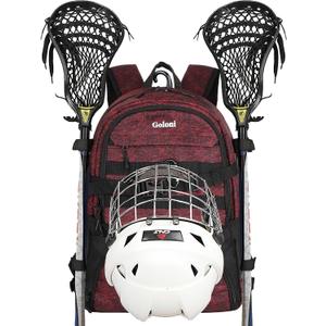 Goloni Lacrosse Bag, Youth & Adult Lacrosse Backpack with Tow Stick Holder and Shoes Compartment,Field Hockey Bag for Boys & Girls