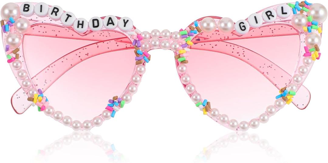 Birthday Glasses Happy Birthday Heart Shaped Sunglasses Pink Birthdays Girl Sunglasses for Birthdays Party