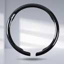 Car Steering Wheel Cover Carbon Fiber Snap-On Steering Wheel Accessories Wrap 14.5-15 inch Universal Grip Anti-Skid Protector, Glossy Black