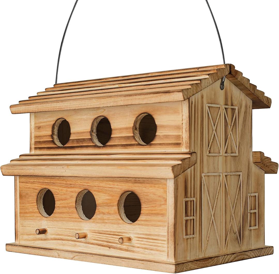 Bird Houses for Outside,6 Hole Outdoor Bird House - Room for 6 Bird Families - Bluebird, Finch, Cardinals Hanging Bird Houses for Garden & Yard