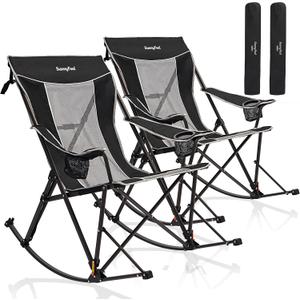 SUNNYFEEL 2 Pack Oversized Folding Rocking Camping Chair 500lbs, 2 PC