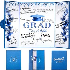 Blue Graduation Party Decorations Class of 2026 - Extra Large 22" x 14" Graduation Guest Book to Sign Signature Board for Graduation Gifts Congrats Grad Party Favors Supplies Decor Keepsake
