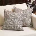 Amor Virisso Floral Throw Pillow Covers 18x18 Set of 2 Couch Pillows for Living Room Farmhouse Vintage Block Print Pillow Covers Decorative Pillow Covers Accent Sofa Pillows, Green/Sand
