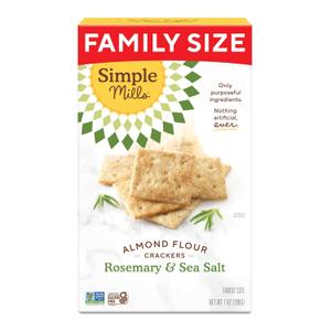 2 x Simple Mills Almond Flour Crackers, Family Size, Rosemary & Sea Salt - Gluten Free, Vegan, Healthy Snacks, 7 Ounce (Pack of 1) (EXP 04/22/26)
