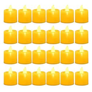 LANKER 24 Pack Flameless Led Tea Lights Candles, Flickering Warm Yellow Battery Operated Electronic Fake Candles, Decorations for Halloween and Festival Celebration (Yellow - 24Pack)missing 1