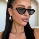 TYA Retro Oval Sunglasses for Women Men Trendy Narrow Shades Vintage Cat Eye UV400 Protection Sunnies