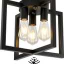 ZGLAOJT Motion Sensor Ceiling Light Fixture 3-Lights Semi Flush Mount Ceiling Light Black Industrial Indoor Chandelierfor Kitchen Living Room Bedroom Farmhouse Hallway Foyer