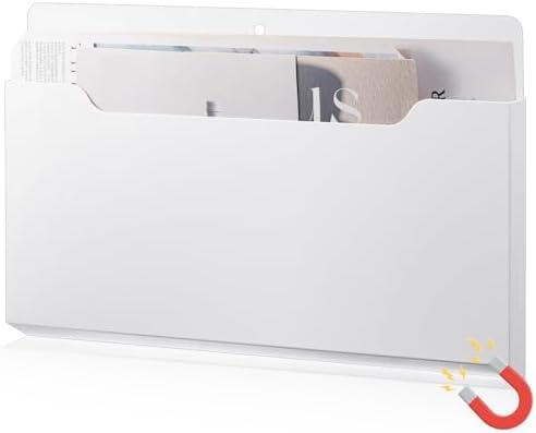 Feifeiya Magnetic Pocket File Holder Large File Folder Organizer Magnetic Paper Mail Letters Holder Wall Hanging Office Supplies for Refrigerator Whiteboard Storage Cabinets(White)