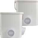 Automatic Chicken Feeder Set Hanging Chicken Feeder No Waste Poultry Feeder Kit 20lb Chicken Feed Container (White)