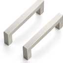 Ravinte 32 Pack 4 Inch Kitchen Square Cabinet Handles Satin Nickel Pulls Brushed Nickel Kitchen Cabinet Hardware Handles for Cupboard Drawer Pulls
