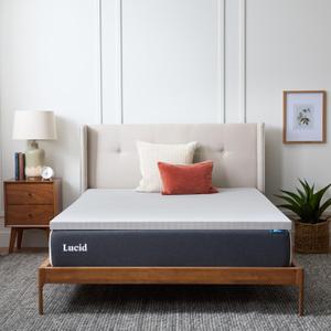 Lucid 2 Inch Bamboo Charcoal Infused Memory Foam Mattress Topper - Full Size Moisture and Odor Control - Ventilated - Plush Feel, Pressure-Relieving Bed Topper CertiPur Certified