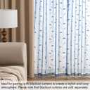 MIULEE Dusty Blue Sheer Curtains 2 Panels Embroidered Leaf Patterned Rod Pocket Floral Semi Sheer Faux Linen Window Curtains Drapes Set for Living Room Bedroom Dining Room, 52x84 Inches Long