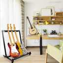 Kuyal Iron Guitar Stand Multi-Guitar Display Rack Bass Folding Stand Band Stage Bass Acoustic Guitar, Black (3 Holder)